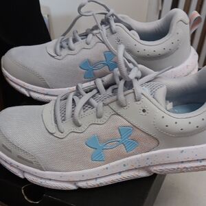 Under Armour Womens Blue and Gray Sneakers Breathable Mesh Design New